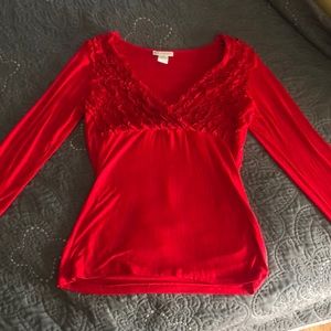 Fun bright red ruffled top